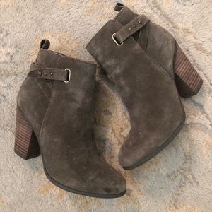 Michael Shannon Olive Green Suede Booties